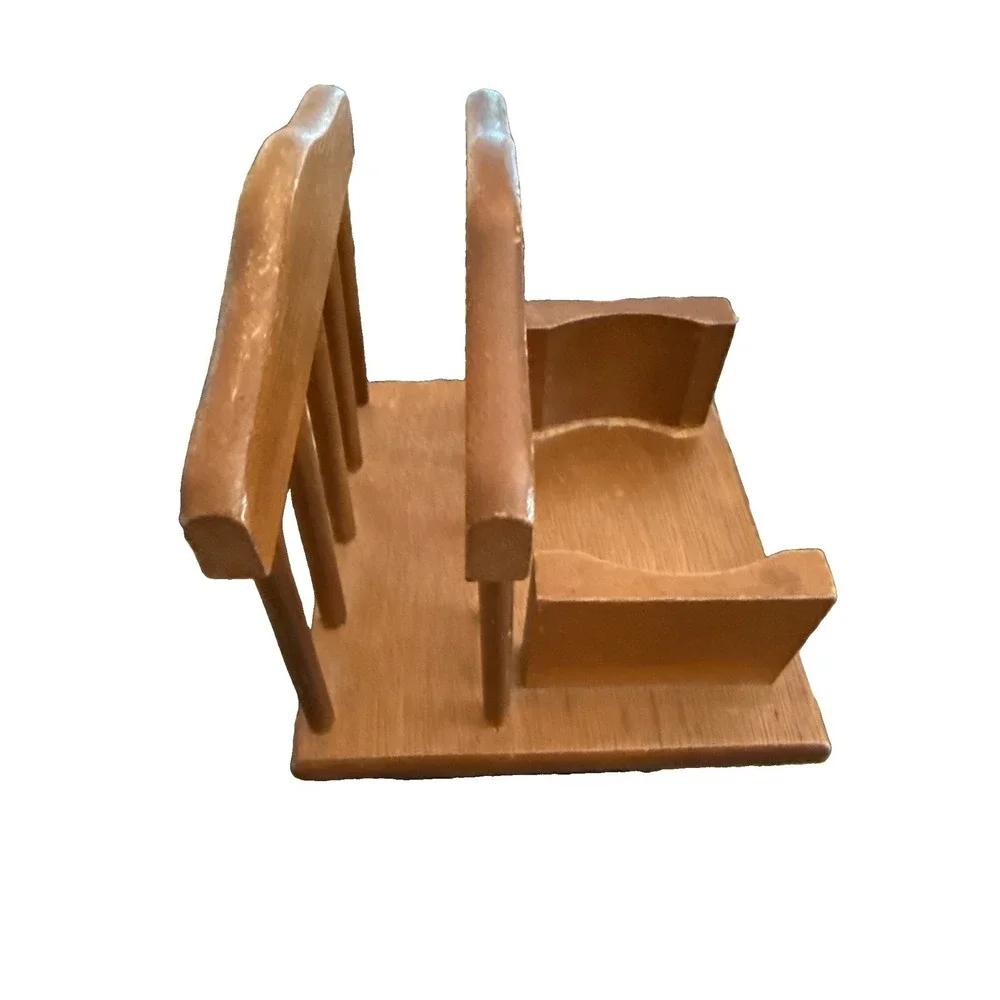 Vintage 1980's Solid Wood Napkin Holder